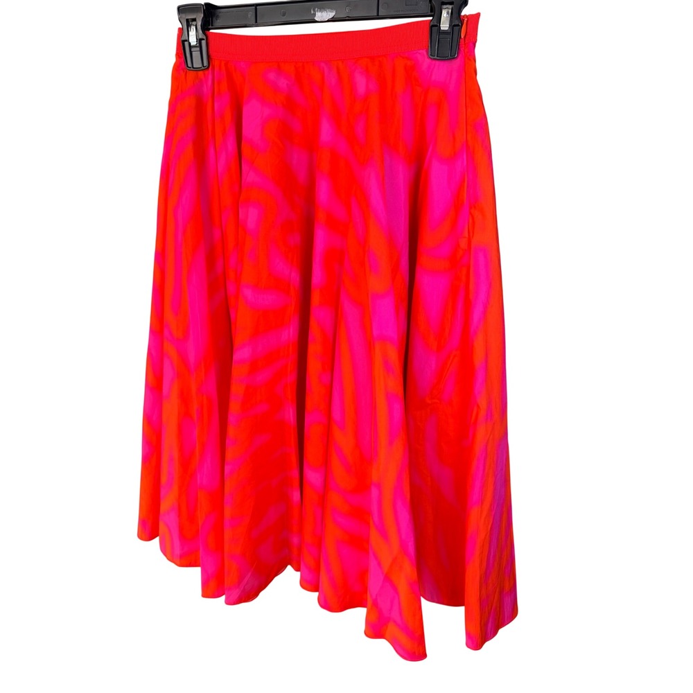 COS Abstract Print Midi Skirt 2 Red Pink A-Line Cotton Pockets 08366580023015